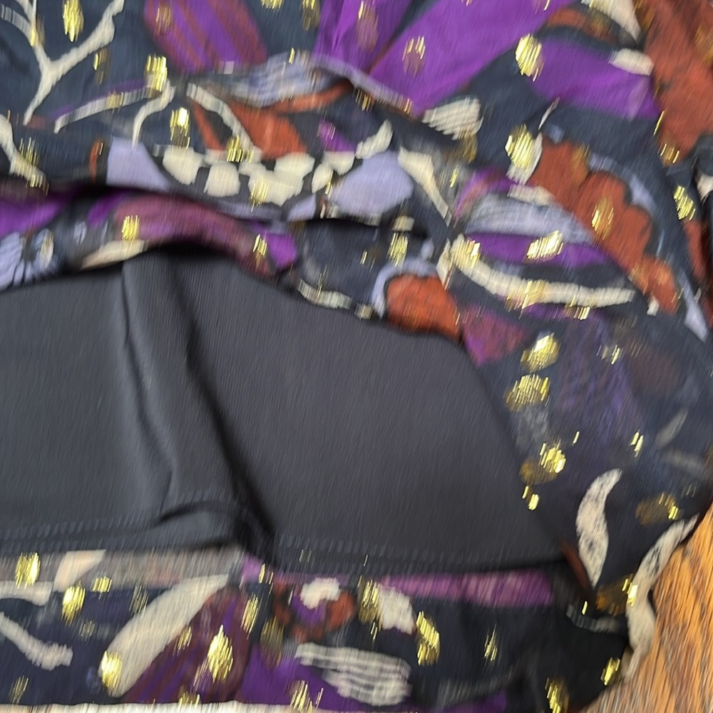 Whistles Purple Floral Metallic Dot Blouse - Picture 5 of 10